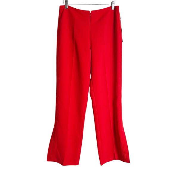 Style Solid Red Wide Leg Flat Front Trouser Dress Pants Size 8 - Picture 1 of 11